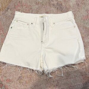 Madewell Ivory Frayed Jean Shorts